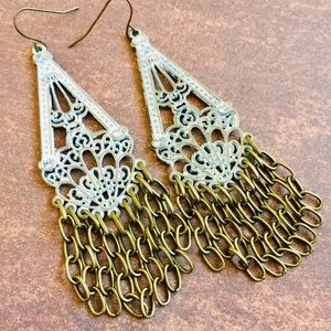 Handmade shabby chic white chandelier earrings